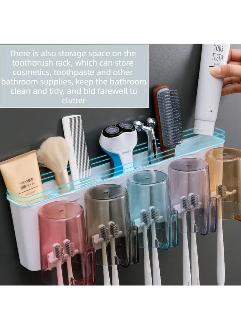 Arabest Toothbrush Holders for Bathrooms, Toothbrush Holder Wall Mounted with Toothpaste Dispenser,Electric Toothbrush Holder with Colorful Mouthwash Cup and Multiple Toothbrush Slots (4 Cups) - Image 2