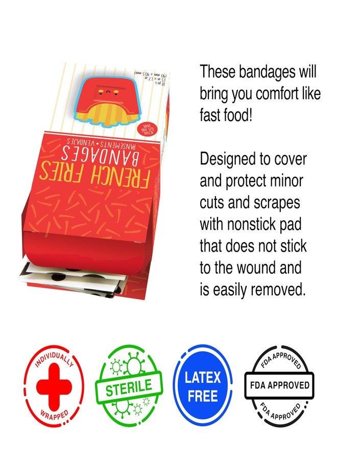 GAMAGO French Fries Bandages 18 Pack— Cute Fry-Shaped Adhesive Bandages for Kids and Adults, Sterile Latex-Free First Aid Strips, Funny Novelty Gift - Image 3