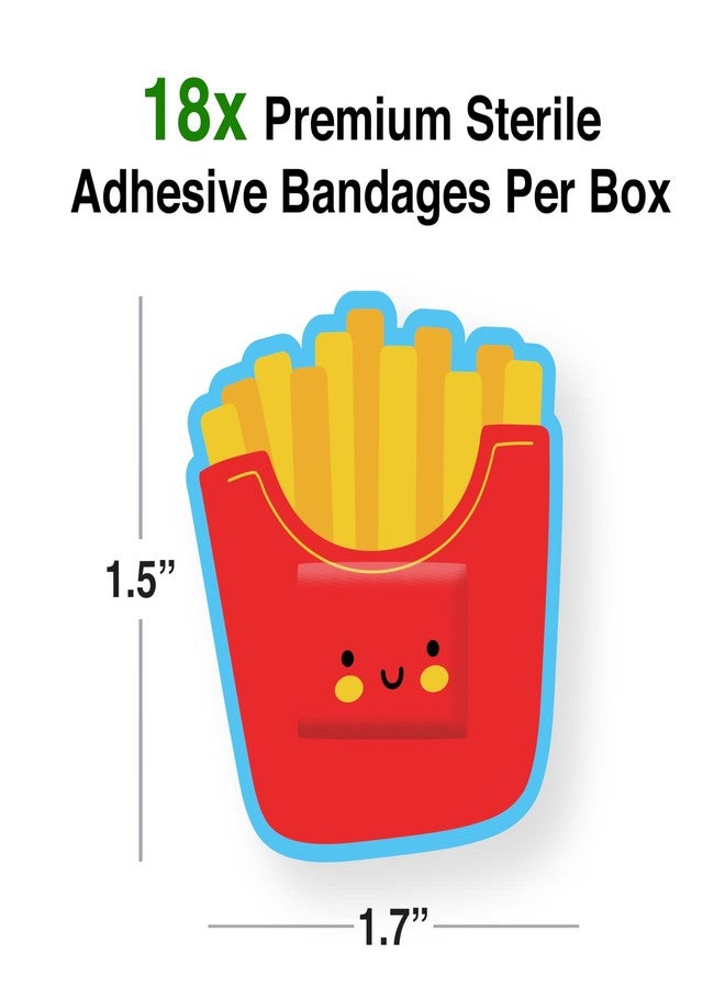 GAMAGO French Fries Bandages 18 Pack— Cute Fry-Shaped Adhesive Bandages for Kids and Adults, Sterile Latex-Free First Aid Strips, Funny Novelty Gift - Image 2