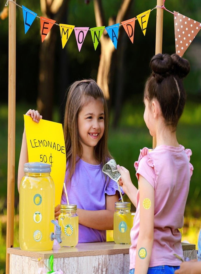 BLSUREFYX 1200 Pcs Lemon Stickers 1 Inch Round Self-Adhesive Roll up Lemonade Stickers 8 Different Design Sticker for Lemonade Stand Decorations Business Card Envelope Seals Lemon Party Favours - Image 2
