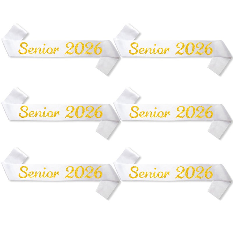 Partyprops 6 Pack White Senior 2026 Satin Sash 2026 Graduation Sash Finally Graduated Senior Cheer Sash Cheerleader Sash Competition Sash - Image 4
