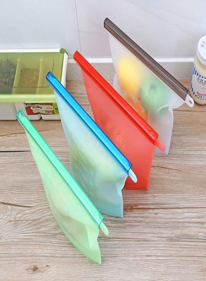 ARANKA Silicone Food Storage Bag Containers, Airtight Seal Leakproof Freezer Bags for Snack, Sous Vide, Liquids, Fresh Lunch Preservation, Microwave & Dishwasher Safe Pack of - 4 - Image 4