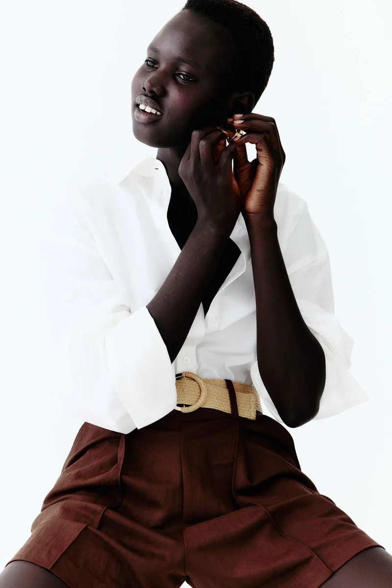 اتش اند ام شورت من البيكيه بحزام