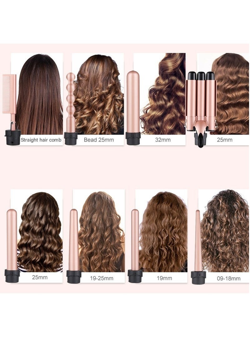 RedMapleTEK - 5-IN-1 Hair Curler Iron, Professional Curling Wand Set, Instant Heat Up Hair Curler with 5 Interchangeable Ceramic Barrels (9-32mm),Hair Curler with Fast Heating Up,With Heat Protective Glove &2 Clips - Image 1