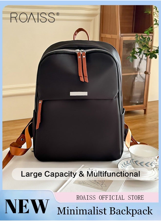 roaiss Portable Large Capacity Backpack for Women Solid Color Zipper Closure Casual Backpack with Separate 14 Inch Laptop Compartment for Girls Students Lightweight Waterproof Outing Bag for Commute Travel  - Image 1