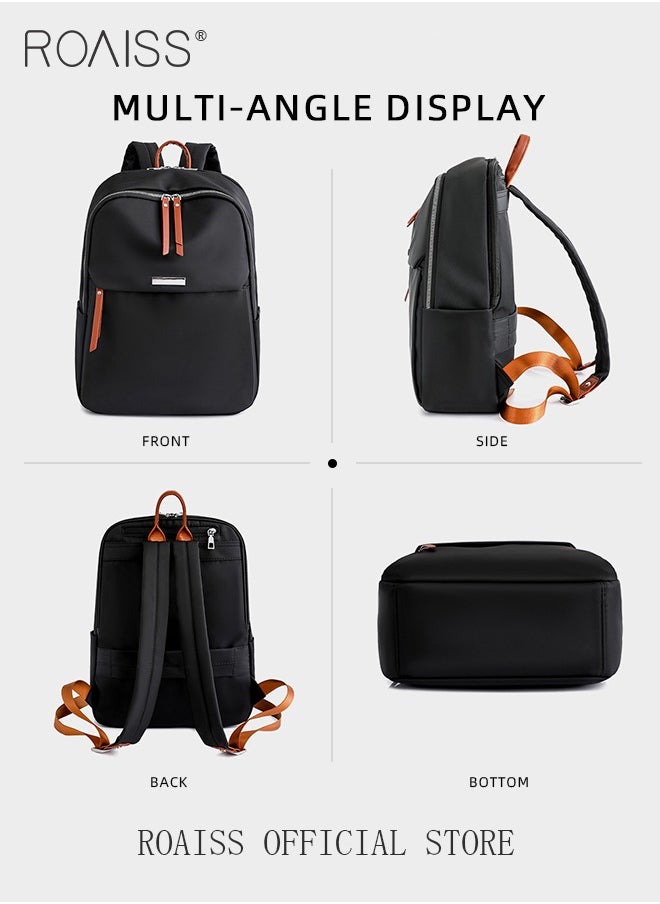 roaiss Portable Large Capacity Backpack for Women Solid Color Zipper Closure Casual Backpack with Separate 14 Inch Laptop Compartment for Girls Students Lightweight Waterproof Outing Bag for Commute Travel  - Image 5