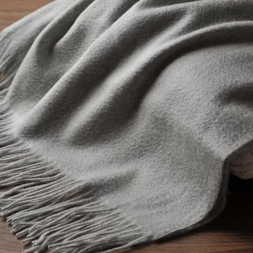 EP Mode 100% Pure Cashmere Throw Blanket for Sofa, Classic Design with Gift Box (Lt. Heather Grey) - Image 4