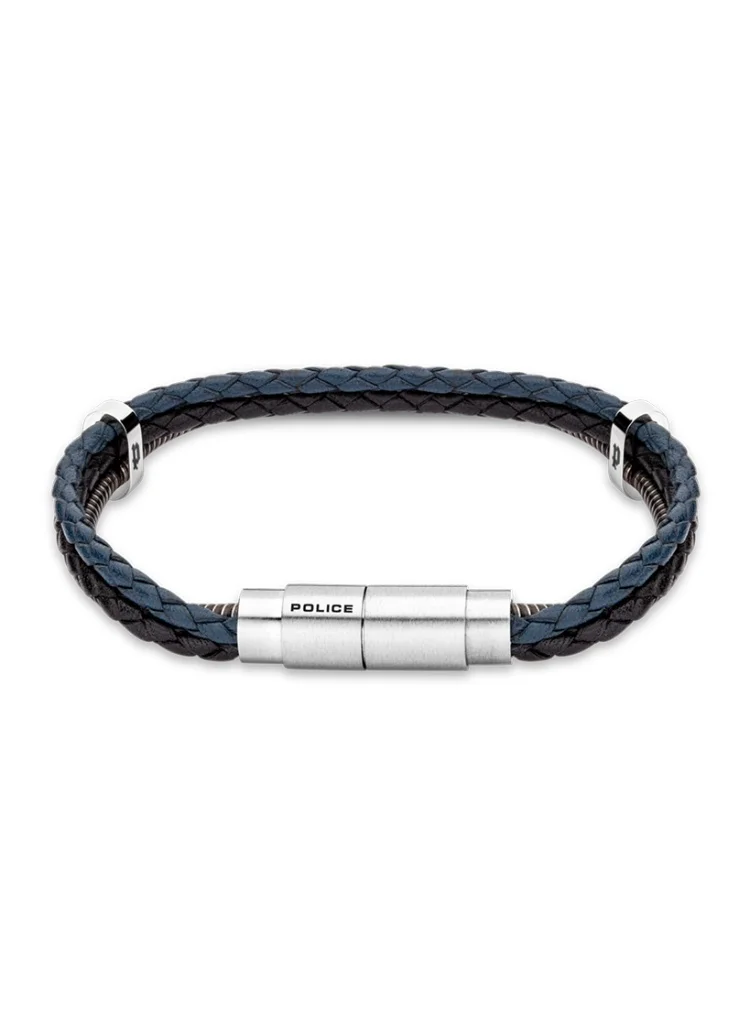 Black and Blue Leather Bracelet for Men