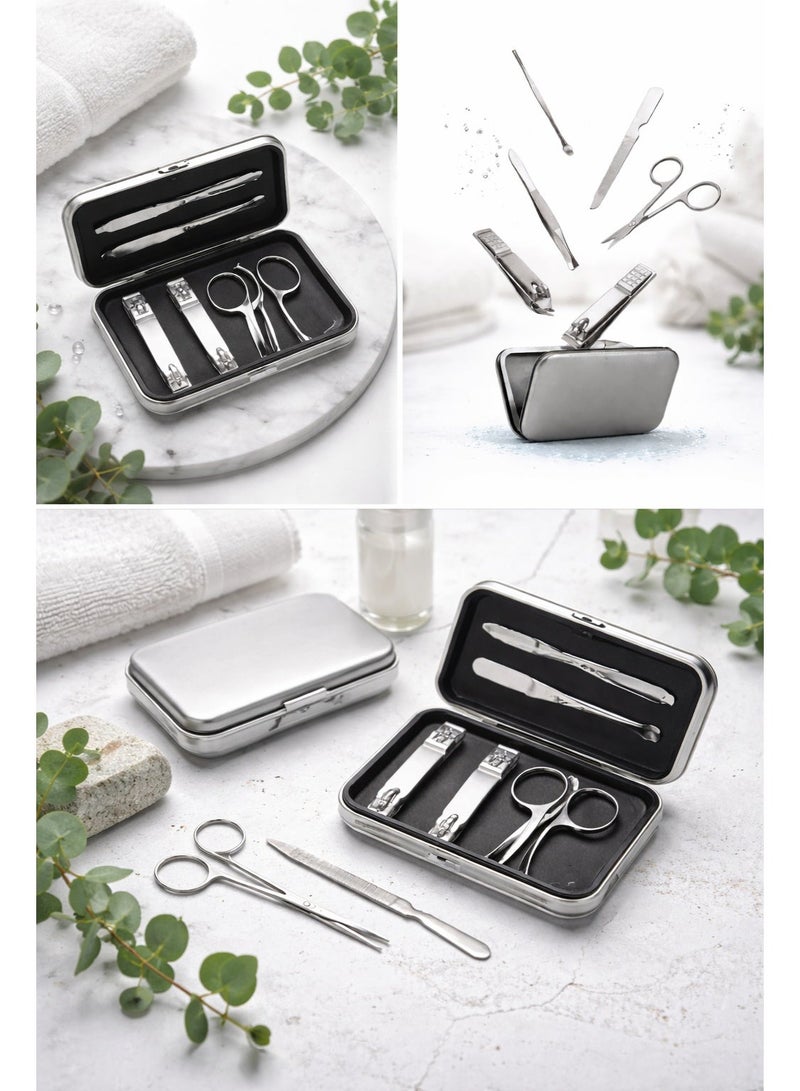 Trendiva 6-Piece Stainless Steel Manicure Pedicure Kit – Portable Nail Care Grooming Set with Nail Cutter, Scissors, Tweezers & Nail File – Compact Travel Case - Image 5