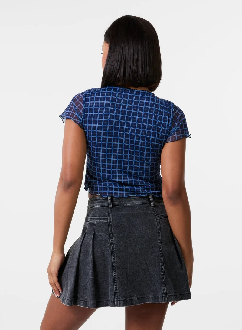 بينك فانيلا بلوزة قصيرة بأكمام قصيرة