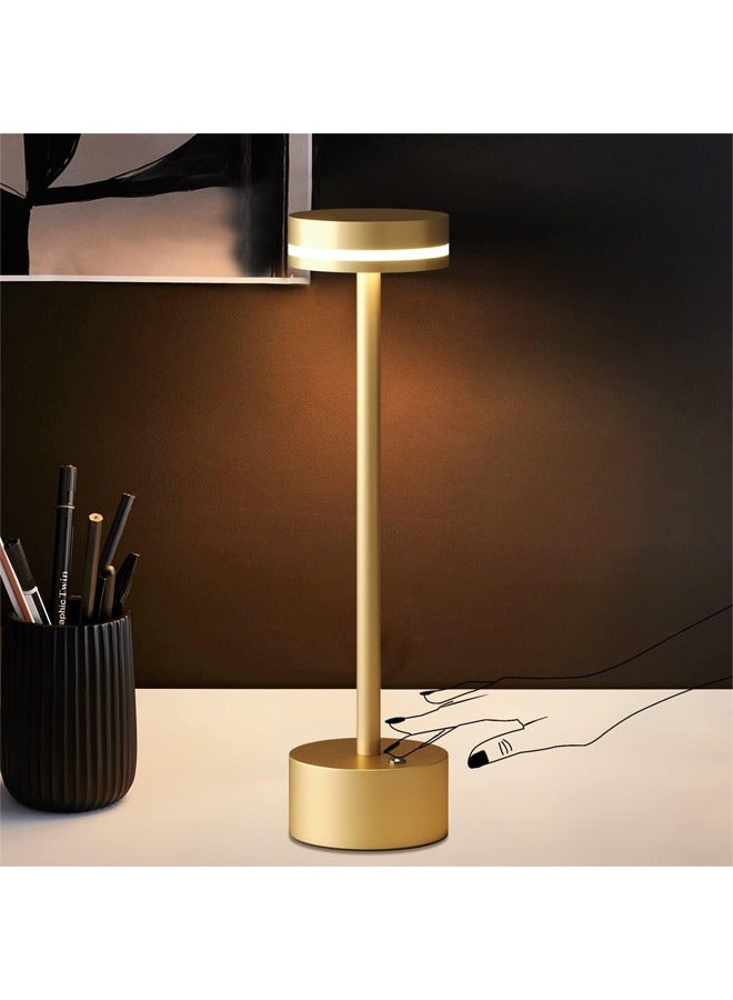 Gold LED Night Light Bedroom Table Lamp Triple-Tone Touch-Control LED Desk Lamp Ideal for Reading, Study & Relaxation, Perfect for Students & Office Workers  - Image 1