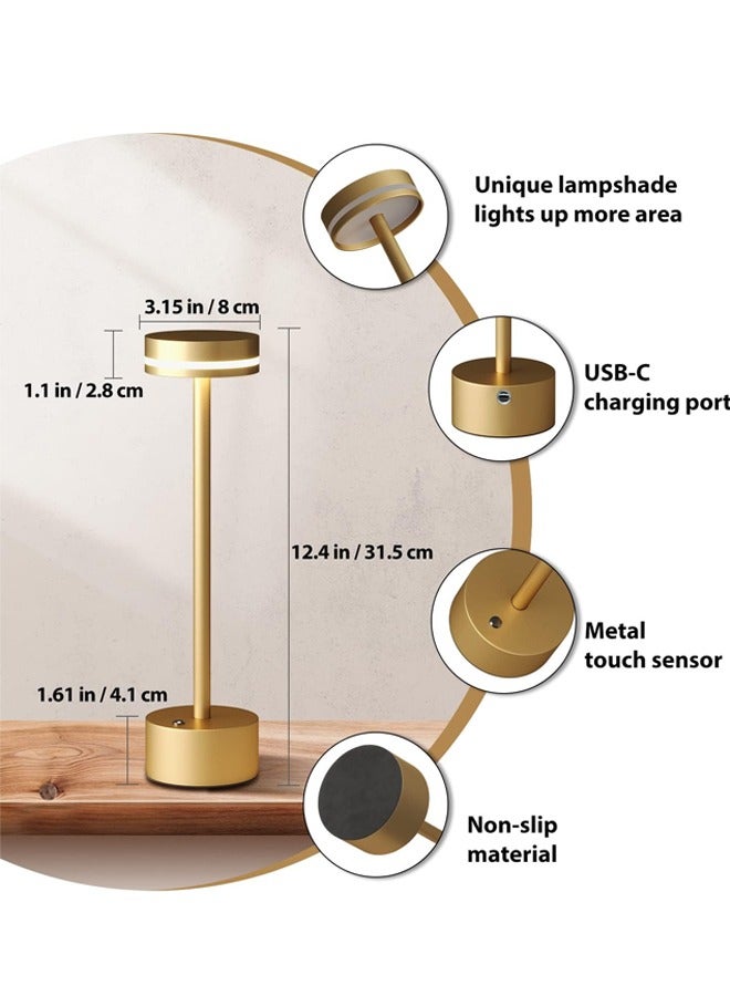 Gold LED Night Light Bedroom Table Lamp Triple-Tone Touch-Control LED Desk Lamp Ideal for Reading, Study & Relaxation, Perfect for Students & Office Workers  - Image 2