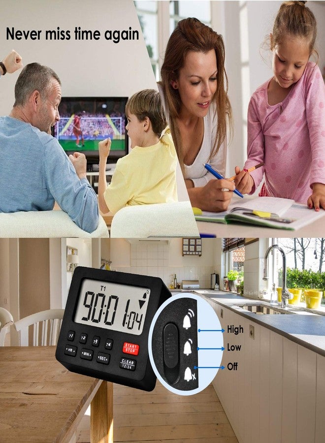 Jayron Desktop Digital Countdown Timer Kitchen Timer Stopwatch,Counting,Magnetic Hanging Hole Loud Alarm for Wedding Retired lab Homework Exercise Sports Fitness Work Cooking(Black) - Image 3