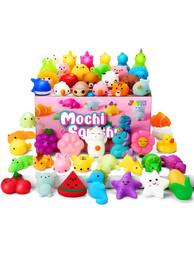 JOYIN Mochi Squishy Toys Set, 100 Pack Mini Mochi Party Favors For Kids, Kawaii Squishy Toy Stress Relief Toys, Goodie Bags Fillers With Storage Box, Pinata Stuffers, Classroom Prizes - Image 1