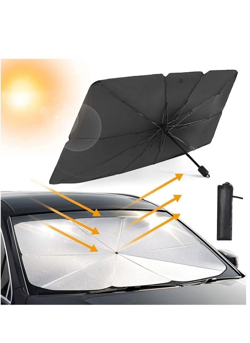 ELTRAZONE Car Windshield Sun Shade Foldable Umbrella Reflective Sunshade for Vehicle Blocks UV Rays and Heat, Sun Visor Protector to Keep Your Vehicle Cool, Fits Front Windshields of Various Size  - Image 1