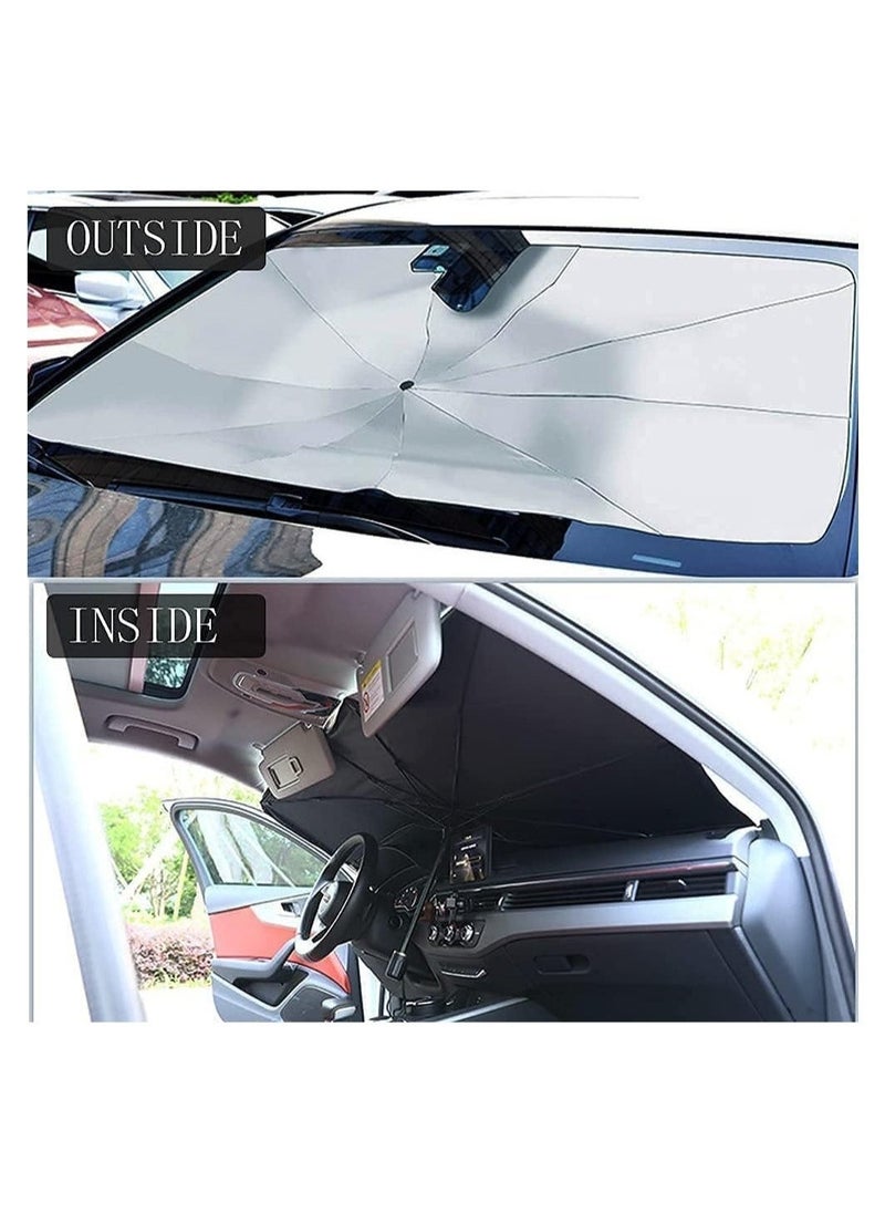 ELTRAZONE Car Windshield Sun Shade Foldable Umbrella Reflective Sunshade for Vehicle Blocks UV Rays and Heat, Sun Visor Protector to Keep Your Vehicle Cool, Fits Front Windshields of Various Size  - Image 5