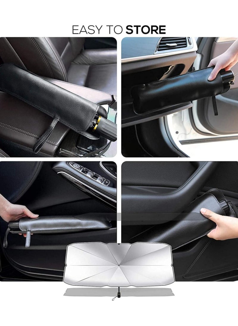 ELTRAZONE - Car Windshield Sun Shade Foldable Umbrella Reflective Sunshade for Vehicle Blocks UV Rays and Heat, Sun Visor Protector to Keep Your Vehicle Cool, Fits Front Windshields of Various Size - Image 1
