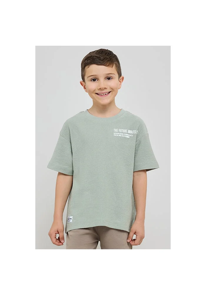 أر أند بي Printed T-Shirt with Crew Neck and Short Sleeves