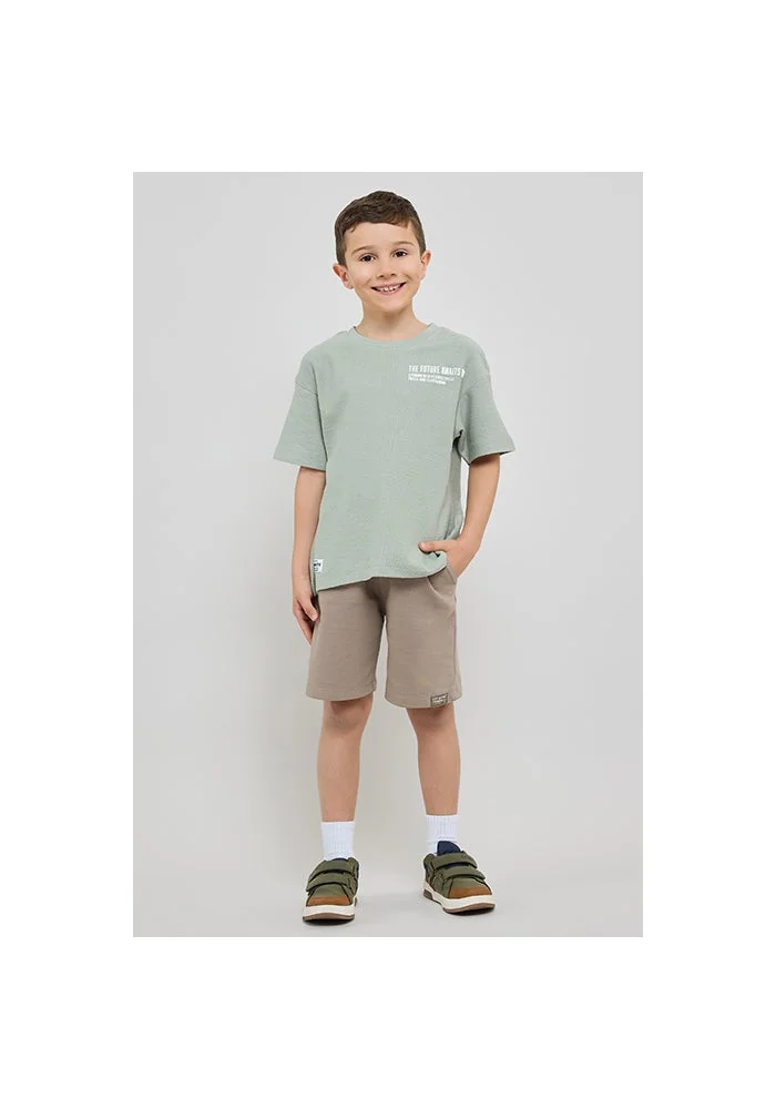 أر أند بي Printed T-Shirt with Crew Neck and Short Sleeves