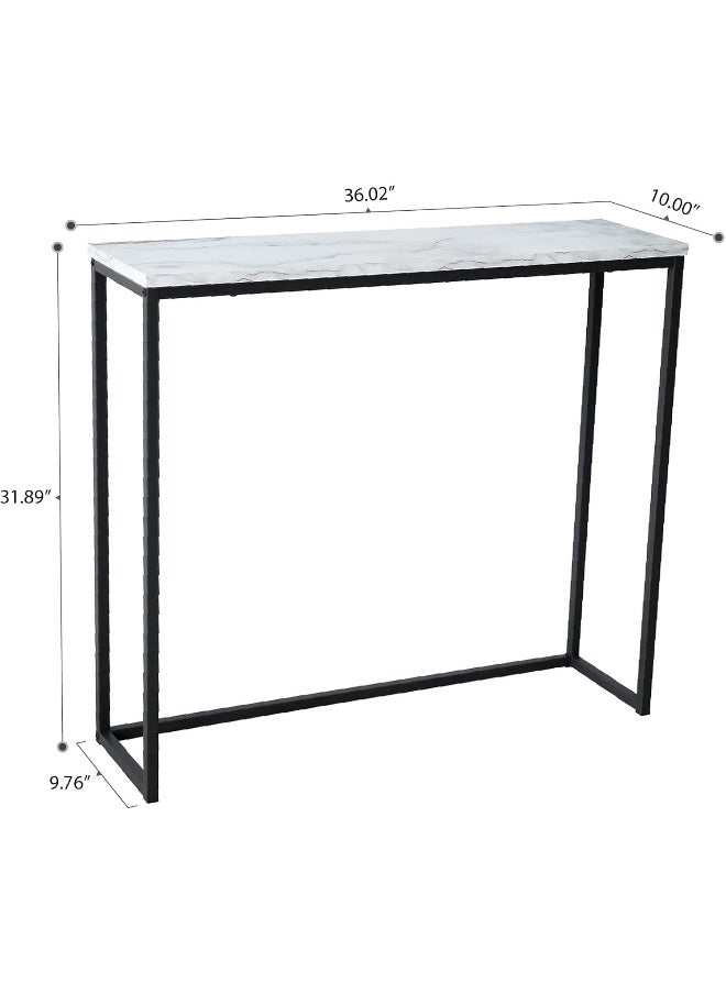 YINZUO YINZUO Modern Console Table White Marble Top with Gold or Black Metal Frame, Slim Entryway for Living Room, Hallway, and Office (Matt Black)  - Image 2
