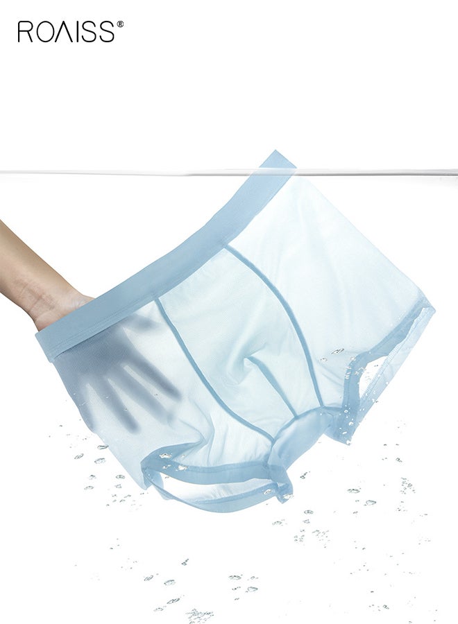رويس 5 أزواج من سراويل بوكسر رجالي من الحرير الجليدي، ملابس داخلية صيفية مبردة ومكيفة الهواء، سراويل قصيرة رجالية رقيقة وجيدة التهوية للراحة اليومية - Image 2