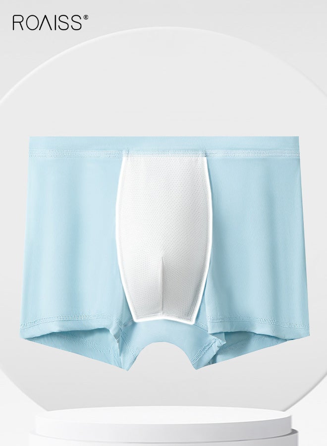 رويس 5 أزواج من سراويل بوكسر رجالي من الحرير الجليدي، ملابس داخلية صيفية مبردة ومكيفة الهواء، سراويل قصيرة رجالية رقيقة وجيدة التهوية للراحة اليومية - Image 5
