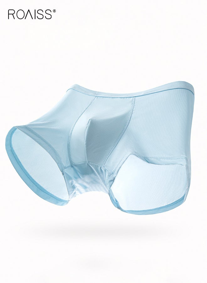 رويس 5 أزواج من سراويل بوكسر رجالي من الحرير الجليدي، ملابس داخلية صيفية مبردة ومكيفة الهواء، سراويل قصيرة رجالية رقيقة وجيدة التهوية للراحة اليومية - Image 3