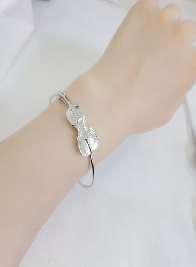SENFAI Music Lover Violin Stretch Bangle Bracelet Jewelry Gifts (Gold) - Image 4