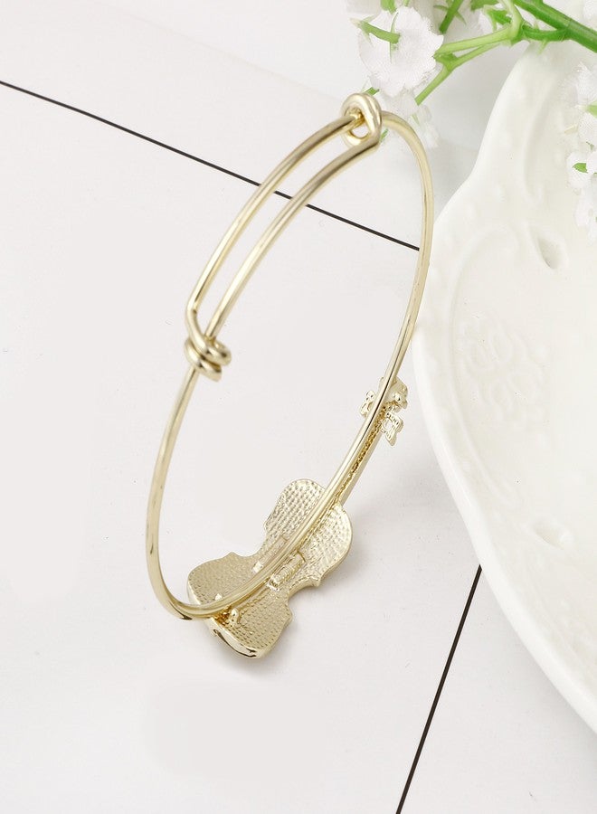 SENFAI Music Lover Violin Stretch Bangle Bracelet Jewelry Gifts (Gold) - Image 3