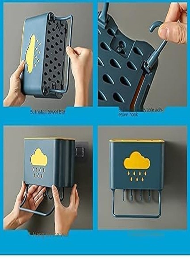 APURK Kitchen Storage Cloud Series Plastic Cutlery Holder for Spoon Towel Wall Hanging 4 Hooks with Mounted Self Adhesive Shelf Basket (Pack of 1, Multi-Color) - Image 3