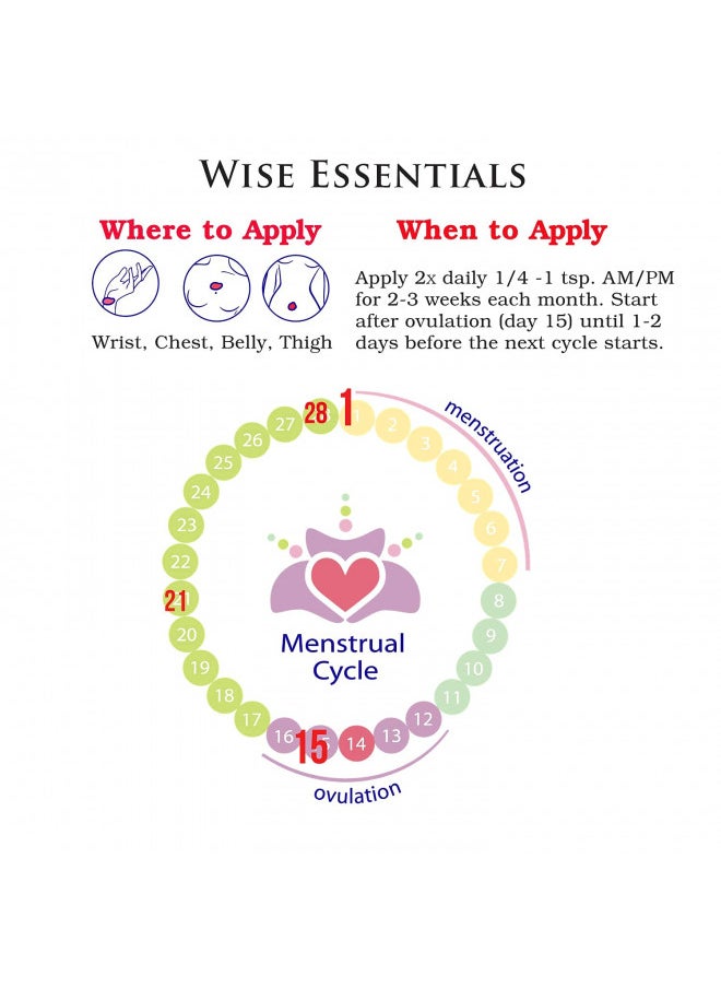 Wise Essentials - Progesterone Cream from Wild Yam | Bioidentical | for Menopause & Menstrual Support | Paraben Free, plus Phytoestrogens Chaste Tree Berry Black Cohosh, Dong Quai, Fragrance Free 2 in 1 3.5 oz - Image 1