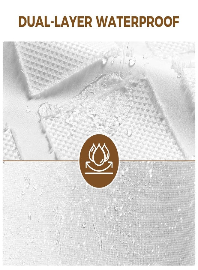 downluxe No Hook Shower Curtain with Snap in Liner,White Waffle Fabric Shower Curtain Set for Bathroom,Hotel Style Double-Layer Waterproofing Curtains 71W x 74L - Image 5