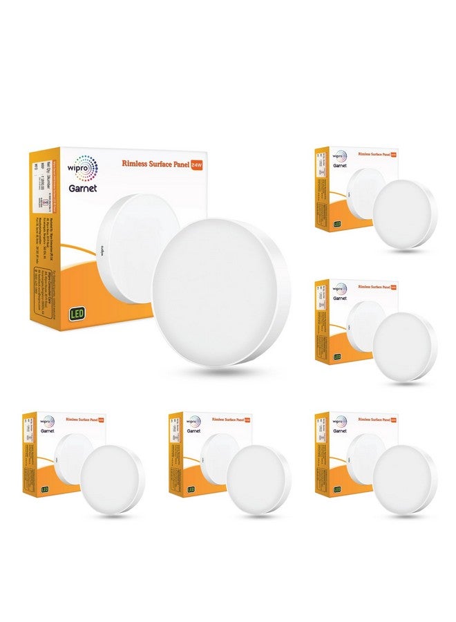 Wipro Garnet 24W Rimless Round Led Surface Panel | Warm White Light (2700K) | Elegant Rimless Design for Wider Spread of Light | Surface Mounted Led Down Light for Ceiling | Pack of 6 - Image 1