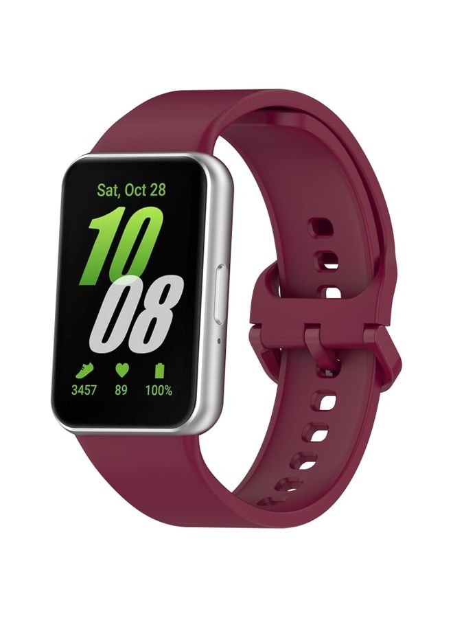 Replacement Strap For Samsung Galaxy Fit 3 Solid Color Colorful Buckle Silicone Watch Band Wine Red 