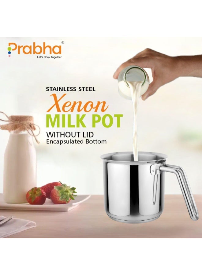 Prabha Stainless Steel Milk Pot with Handle 17cm 2.5 Litre | Milk Boiler, Tea Container Water Boiling | Coffee/Milk Warmer, Even & Faster Heating | Induction & Gas Stove - Image 4