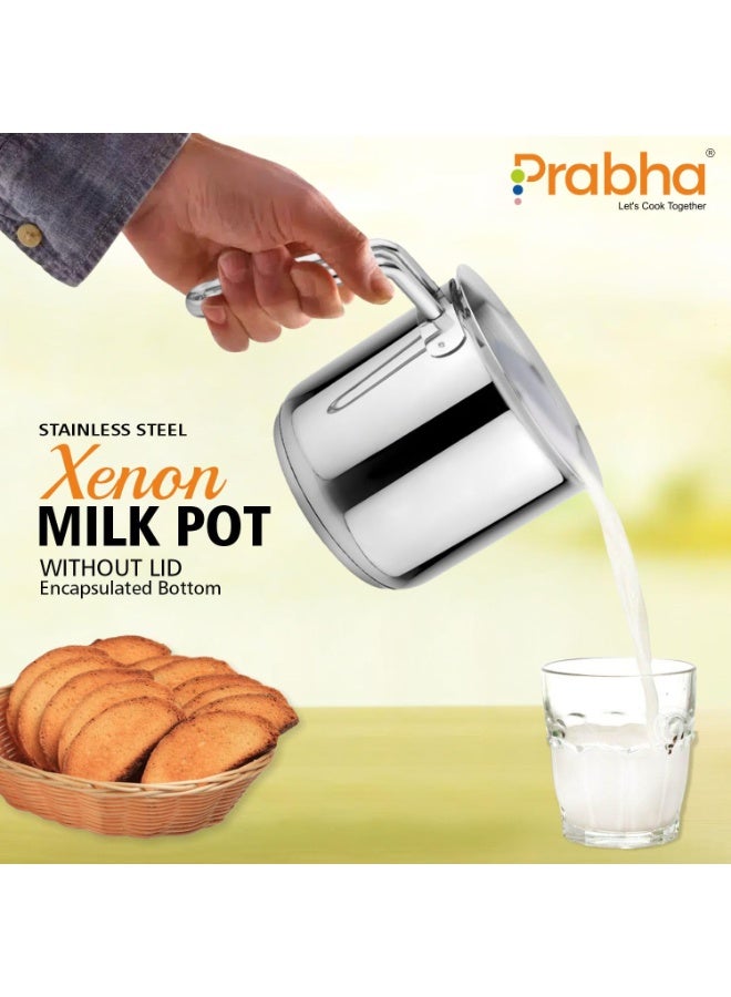Prabha Stainless Steel Milk Pot with Handle 17cm 2.5 Litre | Milk Boiler, Tea Container Water Boiling | Coffee/Milk Warmer, Even & Faster Heating | Induction & Gas Stove - Image 2