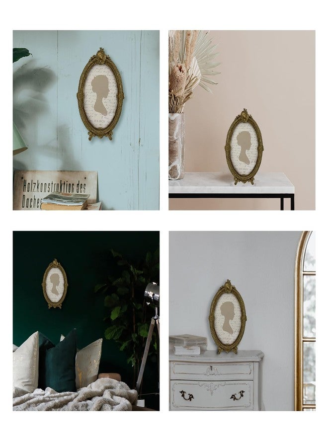 Sunlit Vintage Picture Frame 5x7 Inch, Oval Antique Photo Frames with Glass Front, Luxury Photo Display, Tabletop Wall Hanging, Gift Ideas, Brown - Image 4