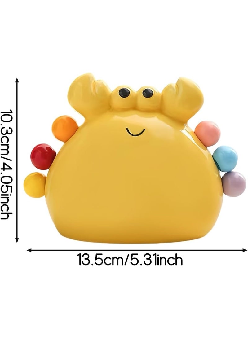 روعة مجموعة شوكات فواكه مع وعاء تخزين على شكل سرطان البحر - شوكات حلوى وسلطة من الفولاذ المقاوم للصدأ للبالغين والأطفال - أدوات مائدة ساحرة للمنزل والمقاهي والمطاعم (أصفر) - Image 3