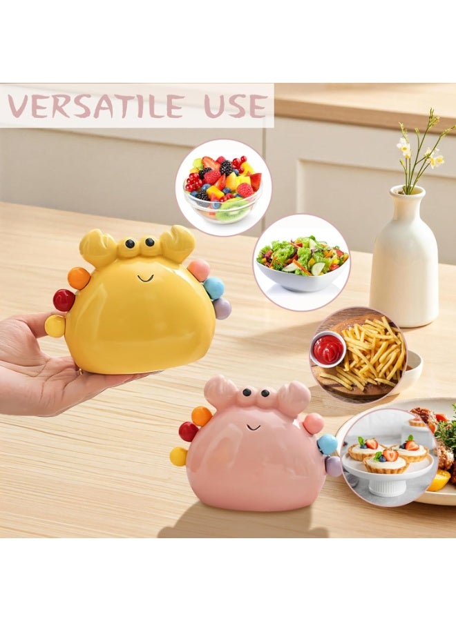 روعة مجموعة شوكات فواكه مع وعاء تخزين على شكل سرطان البحر - شوكات حلوى وسلطة من الفولاذ المقاوم للصدأ للبالغين والأطفال - أدوات مائدة ساحرة للمنزل والمقاهي والمطاعم (أصفر) - Image 5