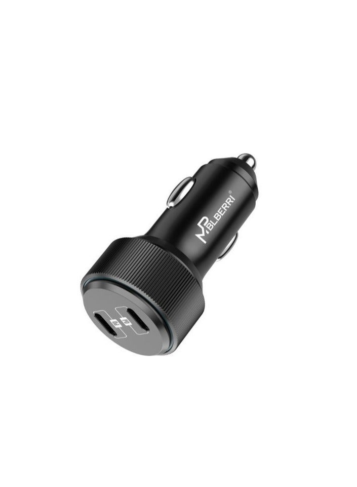 MPBLBERRI Premium Quality PD Car Charger, 66W, with Type-C to Type-L Cable, Fast Charging, Black - Image 3