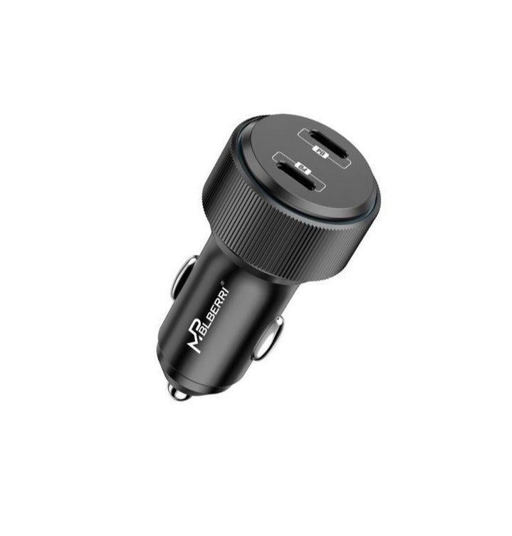 MPBLBERRI Premium Quality PD Car Charger, 66W, with Type-C to Type-L Cable, Fast Charging, Black - Image 2