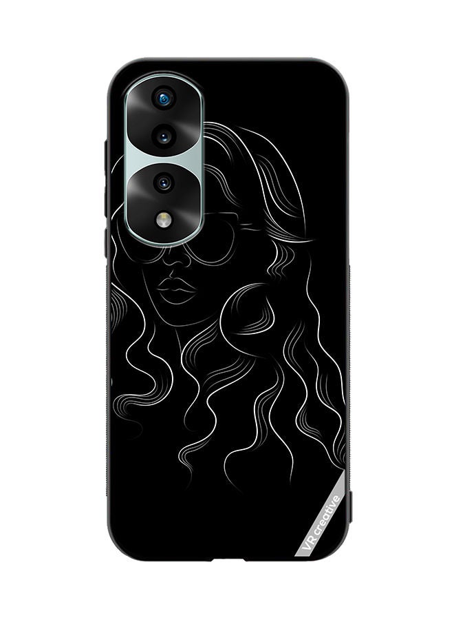 VR CREATIVE Protective Case Cover For Honor 70 Pro Line Art Long Hair Design Multicolour - Image 1
