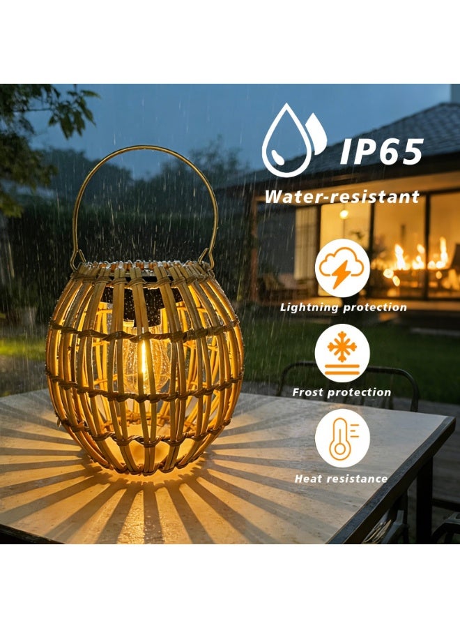 Zarmanuae Solar Outdoor Lanterns, Hanging Rattan Lantern Handwoven Garden Lights Solar lamp Waterproof for Outside, Idea for Yard Gazebo Patio Pergola Pathway Front Porch Decor, 2 Pack - Image 2