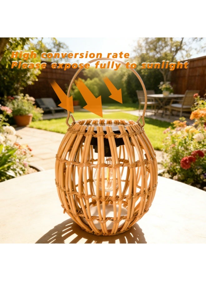 Zarmanuae Solar Outdoor Lanterns, Hanging Rattan Lantern Handwoven Garden Lights Solar lamp Waterproof for Outside, Idea for Yard Gazebo Patio Pergola Pathway Front Porch Decor, 2 Pack - Image 5