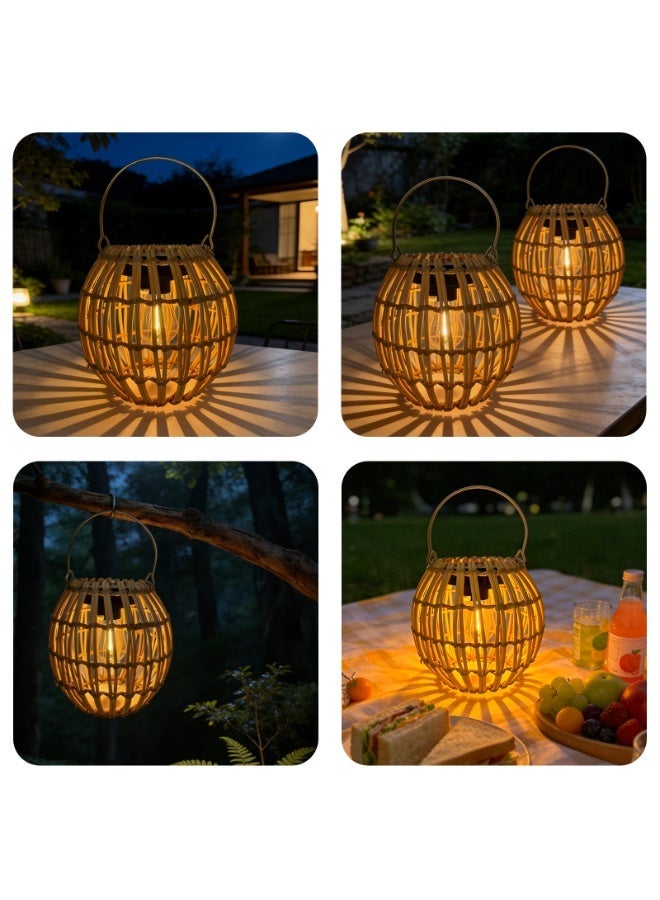 Zarmanuae Solar Outdoor Lanterns, Hanging Rattan Lantern Handwoven Garden Lights Solar lamp Waterproof for Outside, Idea for Yard Gazebo Patio Pergola Pathway Front Porch Decor, 2 Pack - Image 4