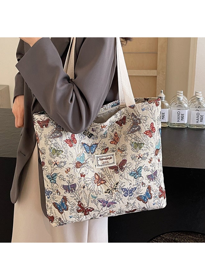 High School Students Class Canvas Bag 2024 Commuter Tote Bag Women's Ins Fashion Out Shoulder Mummy Bag-Color:Large Black - Image 3