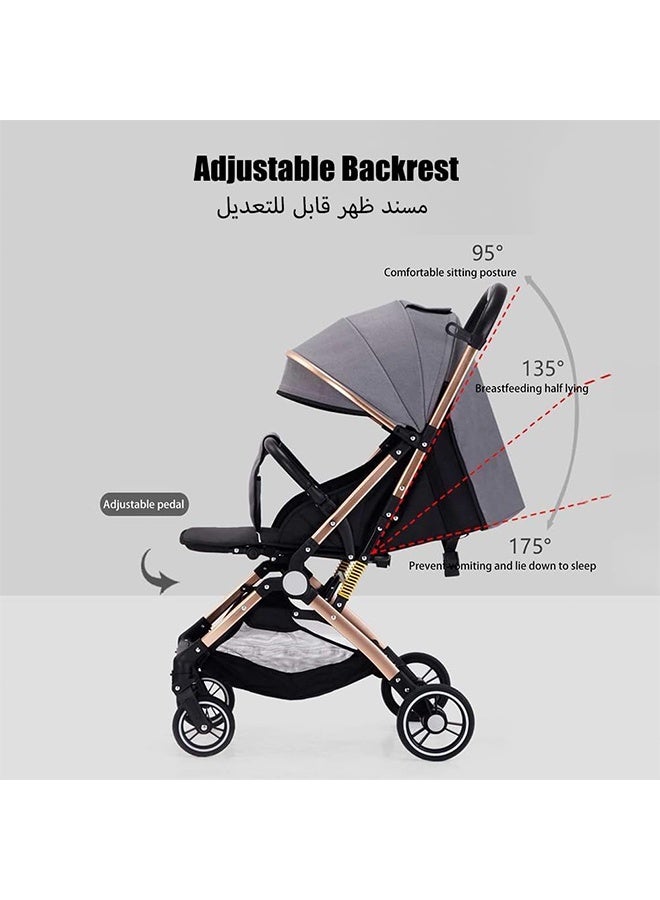 TodyJeyHo Reversible Trip Stroller,Excellent Shocker,Forward & Parent Facing,Wide Cannopy,5-Point Safety Harness,Reversible Handle,Easy to Fold,0-36Months,black - Image 3