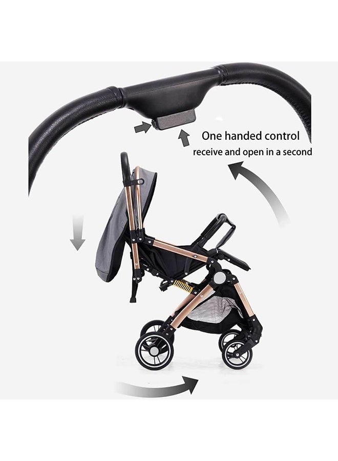 TodyJeyHo Reversible Trip Stroller,Excellent Shocker,Forward & Parent Facing,Wide Cannopy,5-Point Safety Harness,Reversible Handle,Easy to Fold,0-36Months,black - Image 5