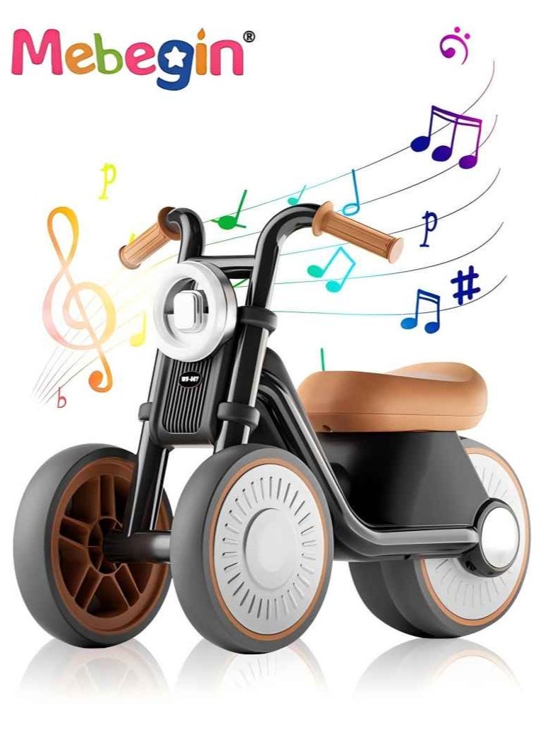 Baby Balance Bike with Silent Wheels, No Pedal Baby Walker, Mini Baby Bike with Lights and Music, Sturdy Safe Ride On Toys, Easy Set-Up, Great Gift Choice as Indoor and Outdoor Toy, 52*22*34cm  - Image 1