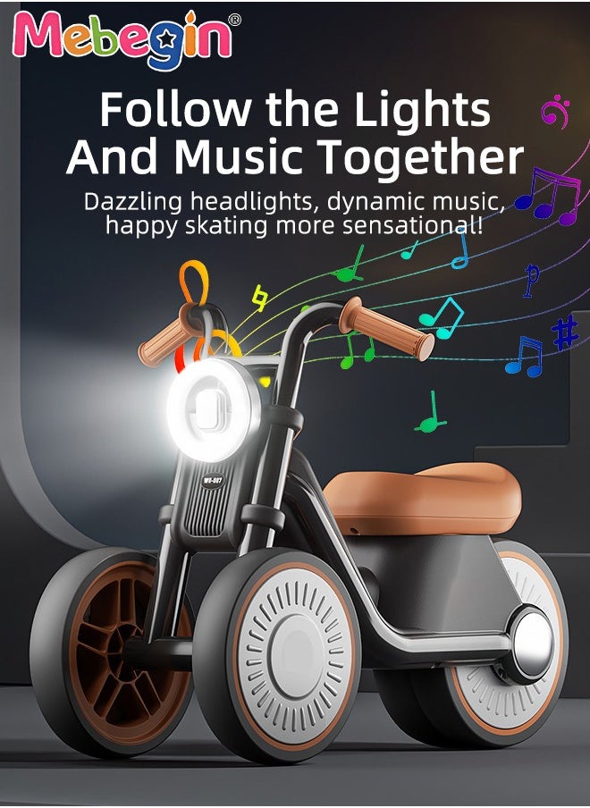 Baby Balance Bike with Silent Wheels, No Pedal Baby Walker, Mini Baby Bike with Lights and Music, Sturdy Safe Ride On Toys, Easy Set-Up, Great Gift Choice as Indoor and Outdoor Toy, 52*22*34cm  - Image 2